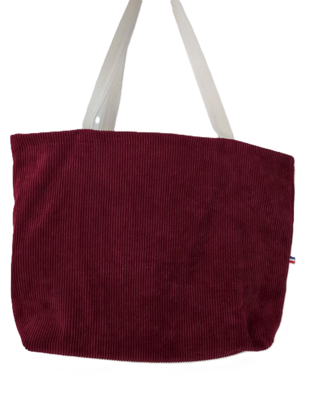 Tote bag velours bordeaux