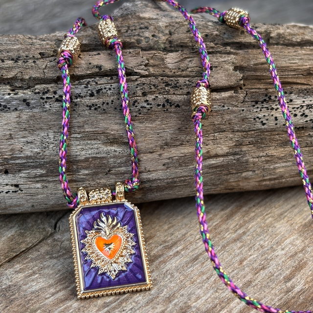 Collier Tarot Cœur violet