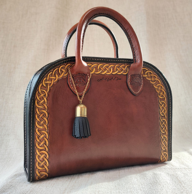 Sac à main en cuir de Luxe, style celtique moderne