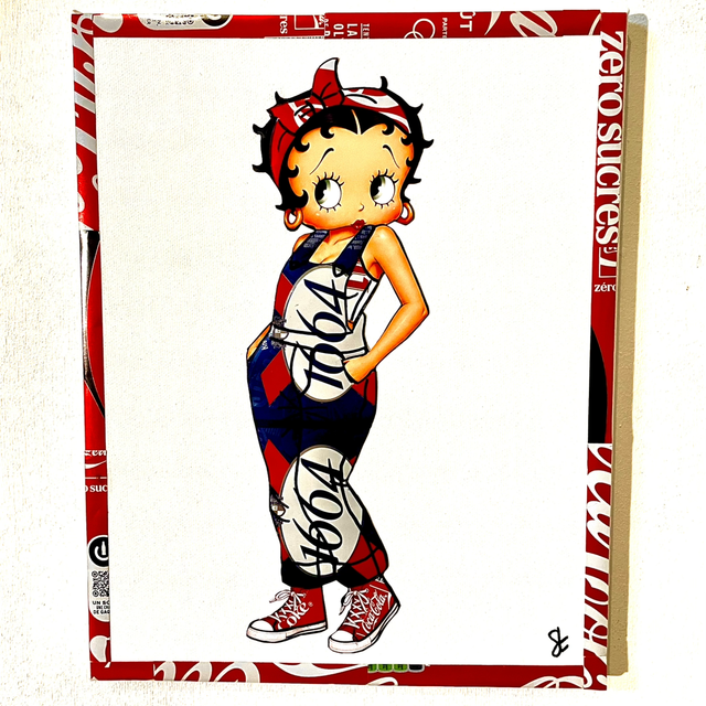 Tableau Betty Boop réalisé avec des canettes recyclées 