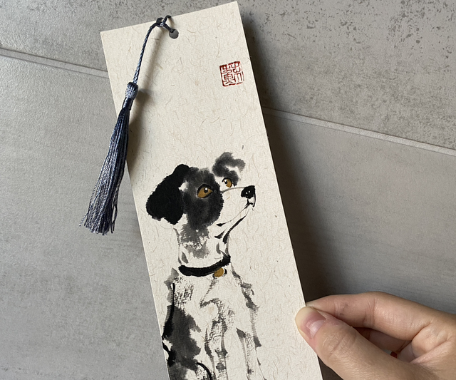 Original hand painted dog bookmark 