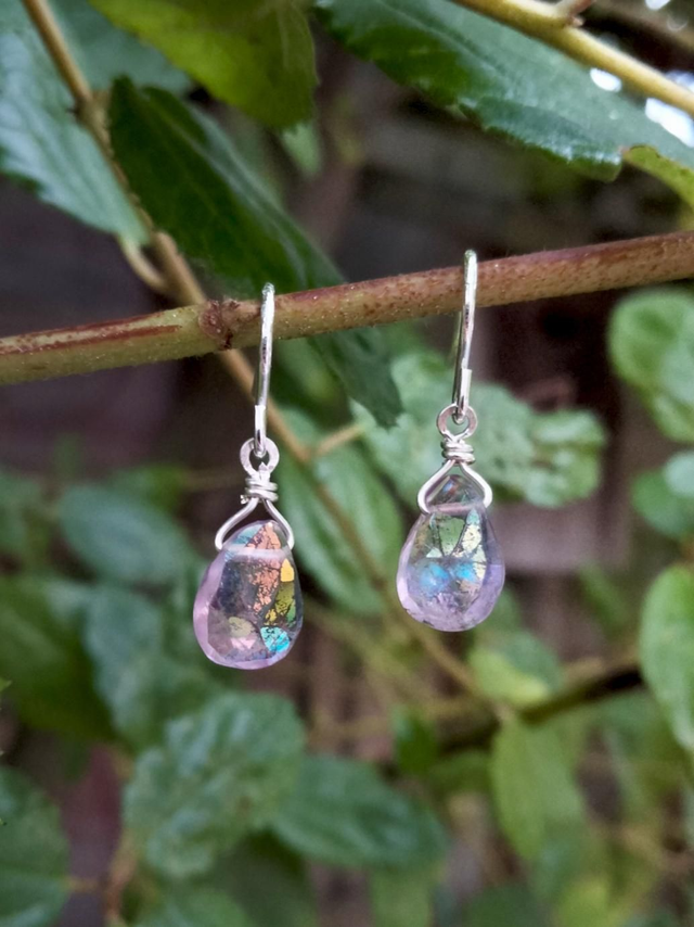 Flat Aura Amethyst Earrings