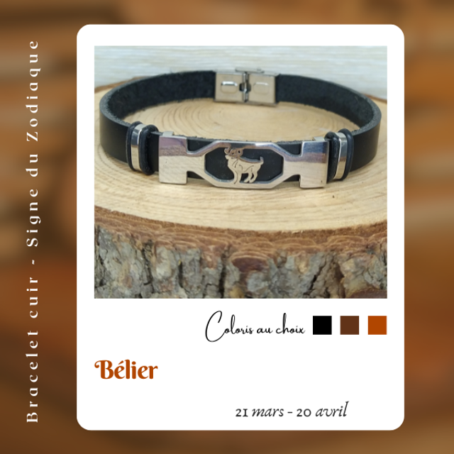Bracelet en cuir - Bélier