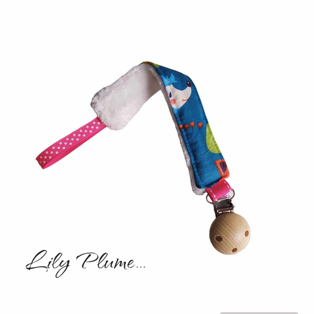 Attache tétine bleu hérisson