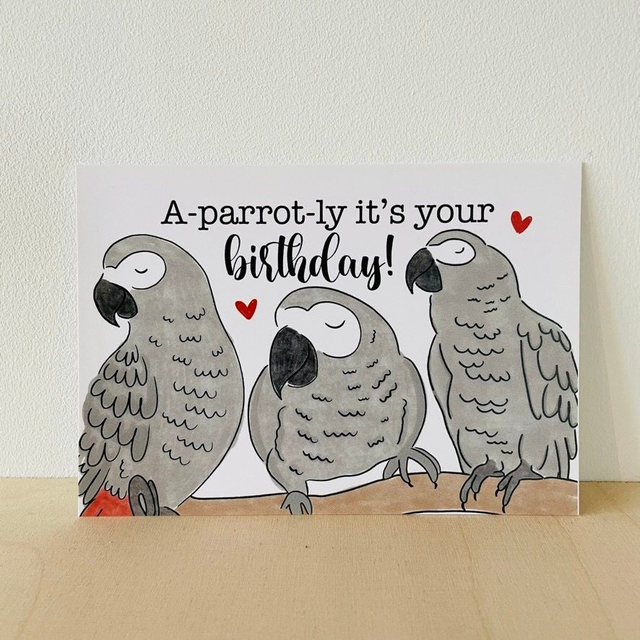 Ansichtkaart &quot;A-parrot-ly, it&#039;s your birthday!&quot;, 10 x 15 cm