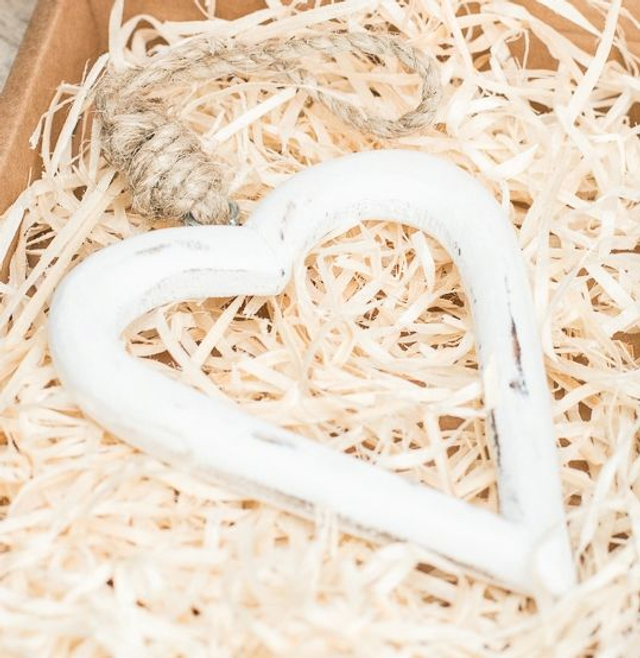 Wooden Heart Outline with Twine Hanger - Gift Boxed