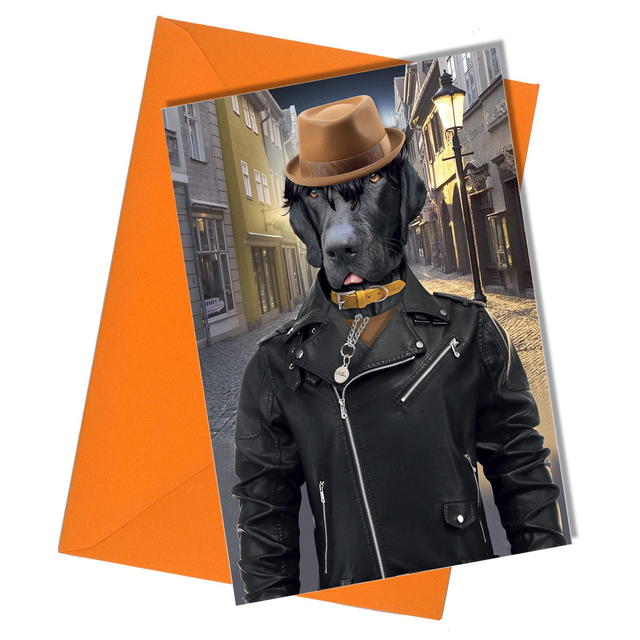 #168j Black Labrador Dog Card