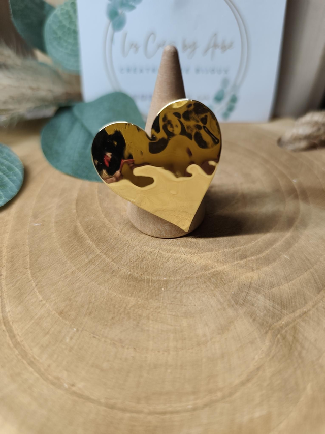 BIG BAGUE COEUR ACIER INOXI GOLD MARTELE / AJUSTABLE 0000795