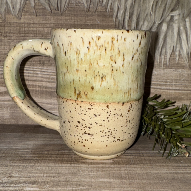 Handmade Keramik | Becher / Tasse mit Henkel "Moos" 180ml Unikat Kaffeetasse Teetasse