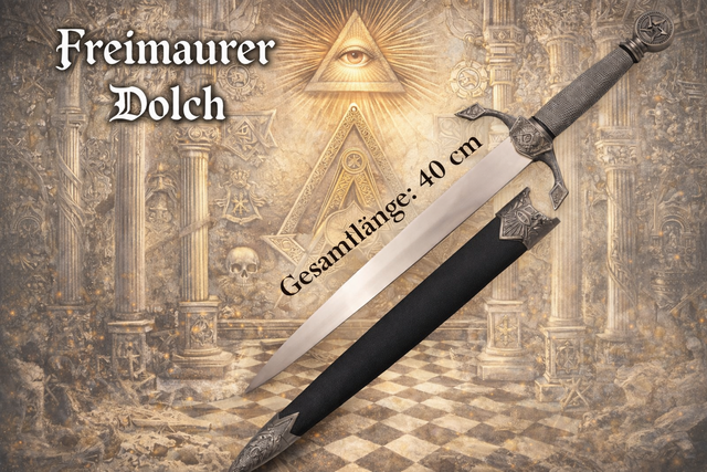 NEU Deko Dolch inkl. Scheide für Sammler Serien Mittelalter Film Cosplay Fans Brieföffner Freimaurer Illuminaten Templer