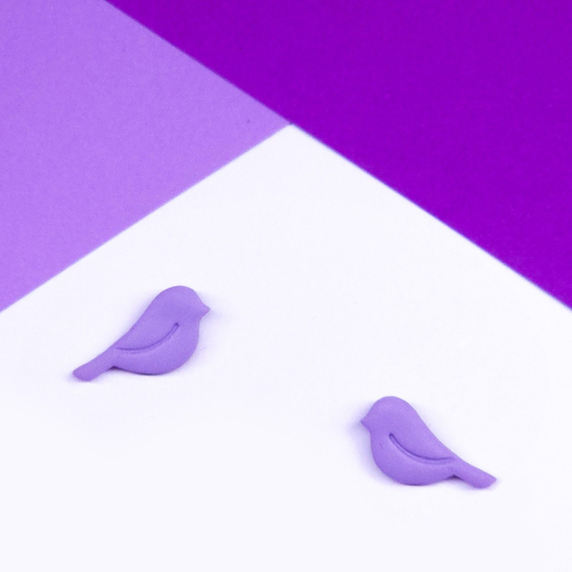 Lilac Bird Studs