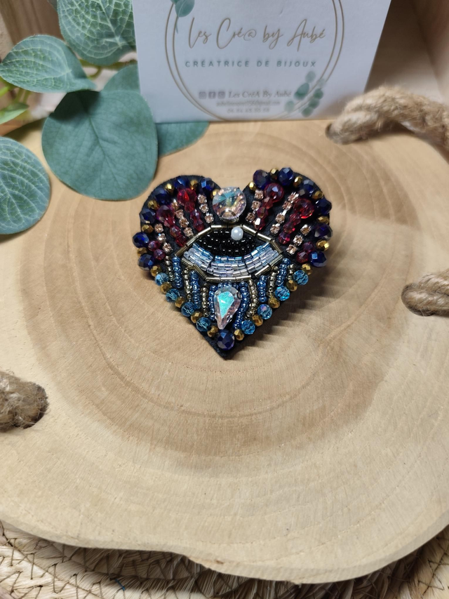 BROCHE PERLES COEUR/ OEIL 0000124