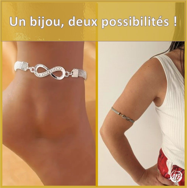 Bracelet de biceps Infini éclatant Argent