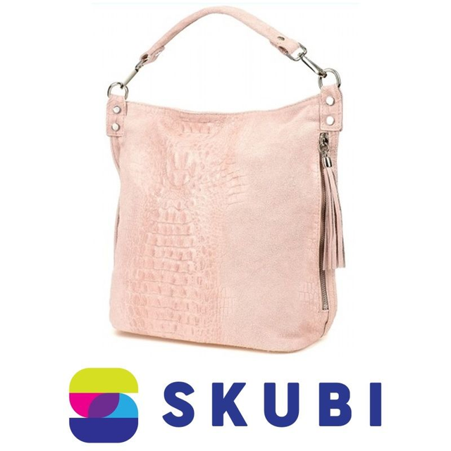 Beltimore W10 Dámská kožená semišová nákupní kabelka růžová