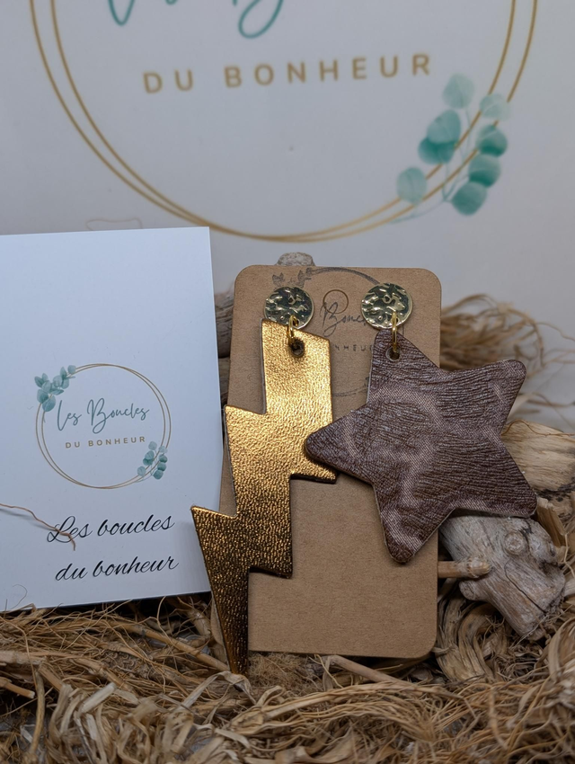 Boucles d&#039;oreilles Asymétrique bronze chocolat as033