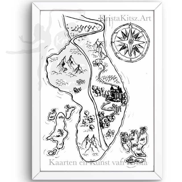 Ballerina Schatkaart, tekenkunst , luxe kunstprint op fine art papier van originele tekening