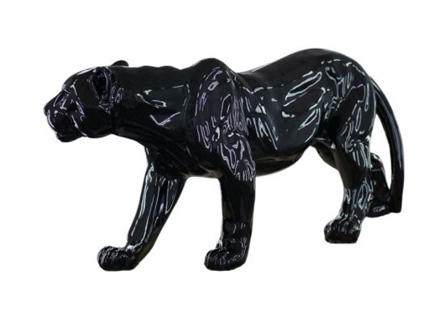 SCULPTURE PANTHERE RESINE LONGUEUR 165 CM - NOIR BRILLANT 