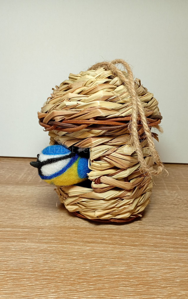Blue Tit decoration, felted Blue Tit