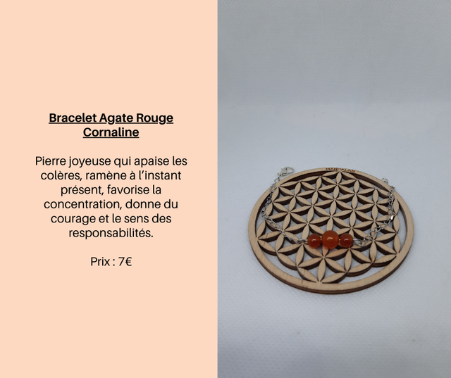 54- Bracelet chaine Agate Rouge Cornaline