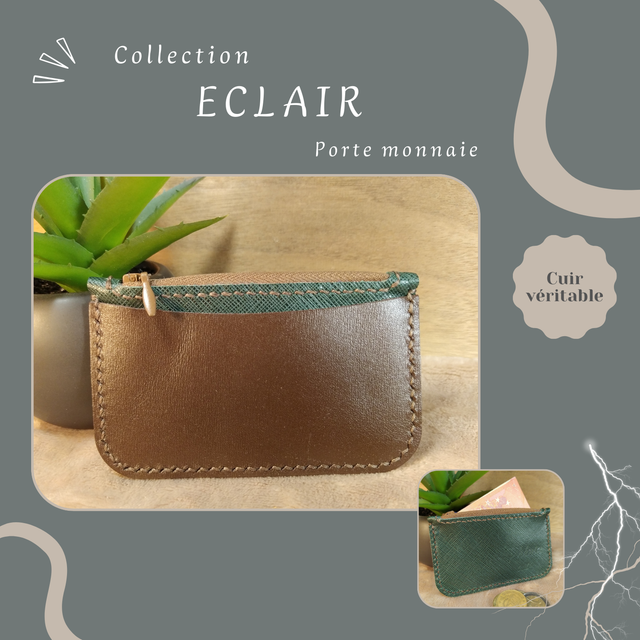 ECLAIR porte monnaie/carte - Vert anglais &amp; Chocolat