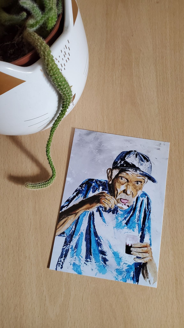 Carte postale du tableau &quot;Le vieil homme à la cuillère&quot;