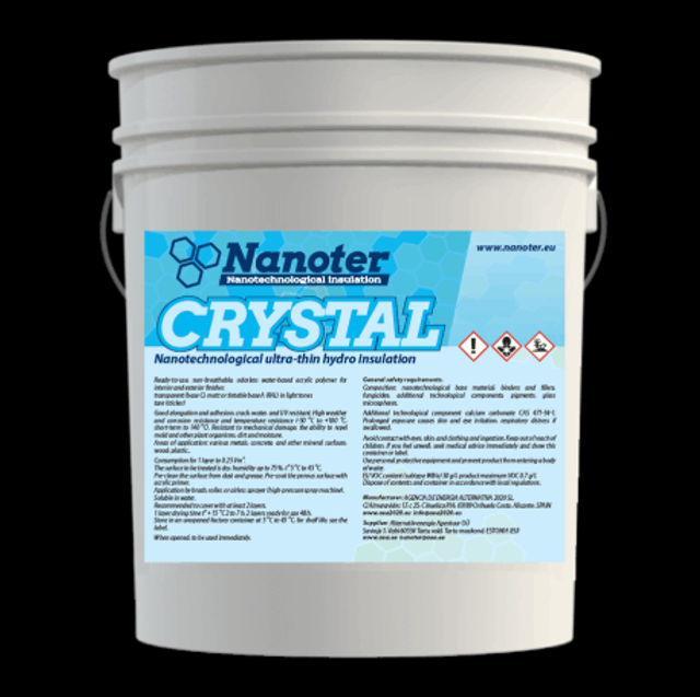 Pintura de aislamiento hidrófugo ultrafino NANOTER CRYSTAL ultra thin hydro insulation paint / 10L