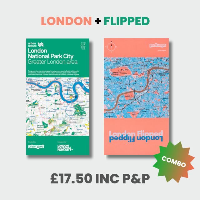 London National Park City Urban Nature Map + London Flipped Map