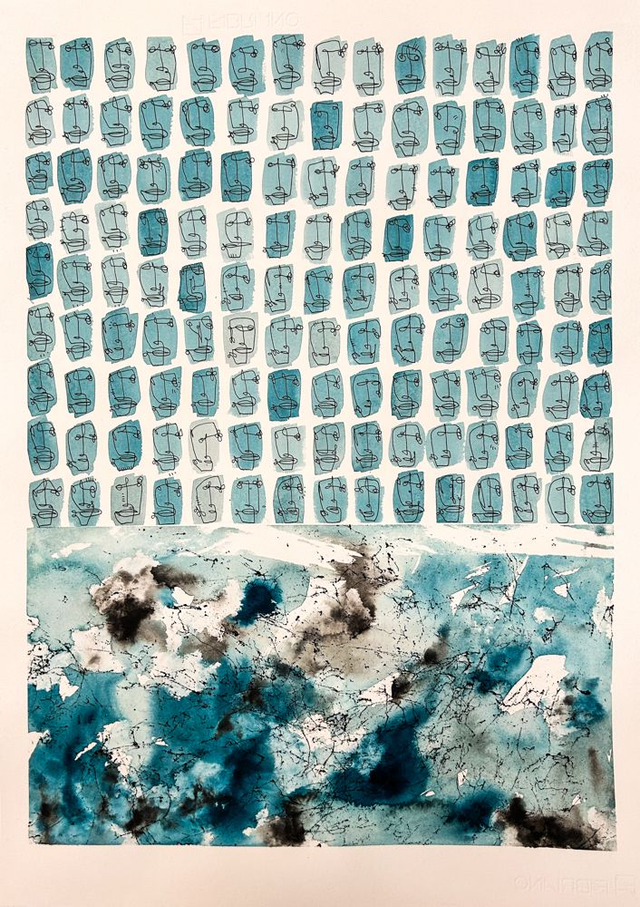 carinhas Original mix media 50x70cm Fabriano Rosapino paper 285g/m