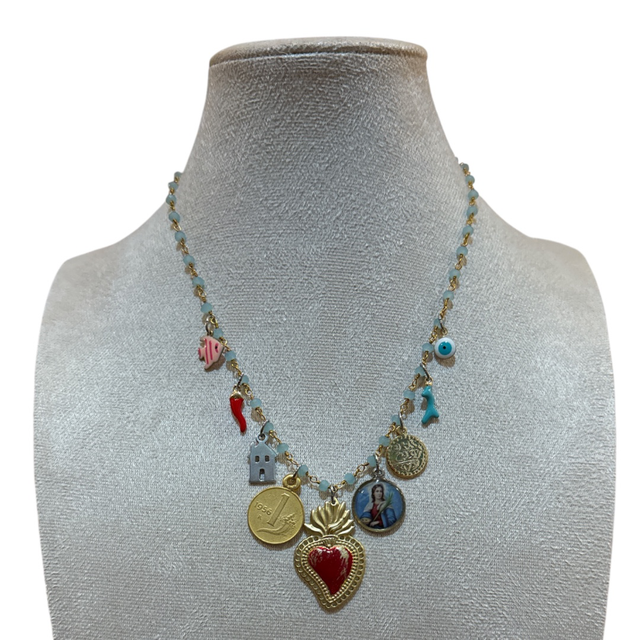 Collana multi charms rosso 25NL-18