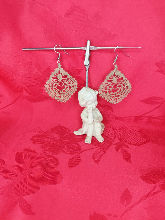 Boucles d'oreilles gouttes ( grand format) brun ocre