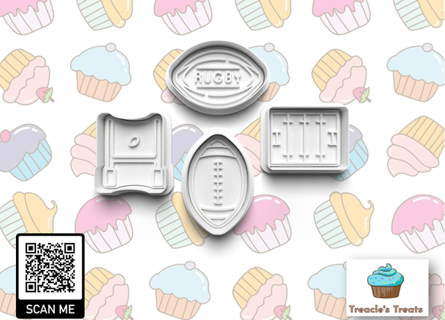 Rugby Fondant/cookie stamps with cutters 