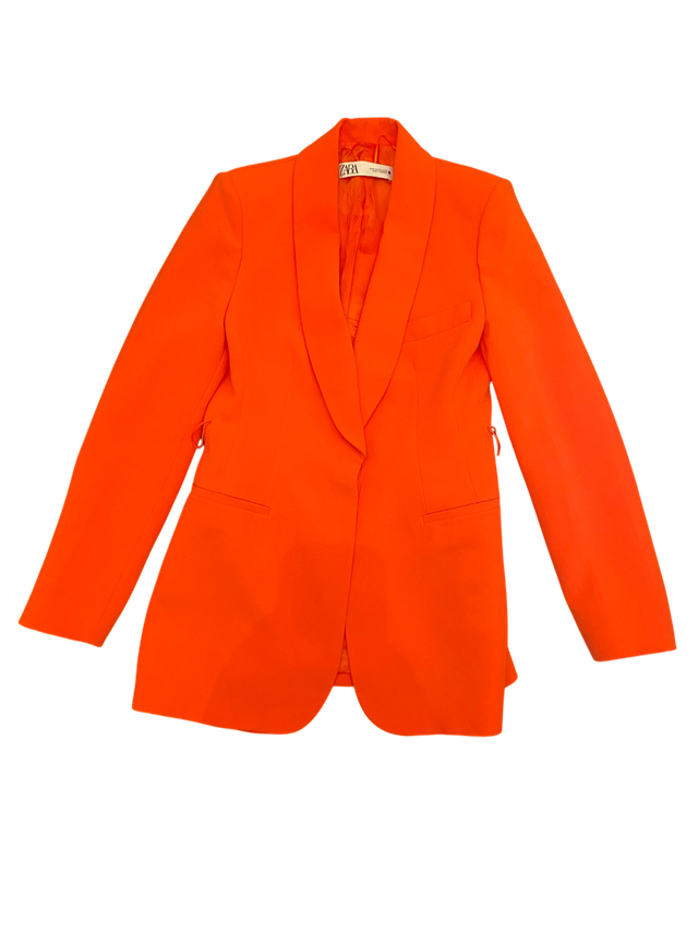 Blazer tailleur orange ceinturé