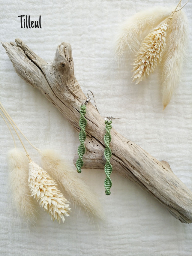 Boucles d'oreilles "IVY" - Argenté (teintes de Vert)