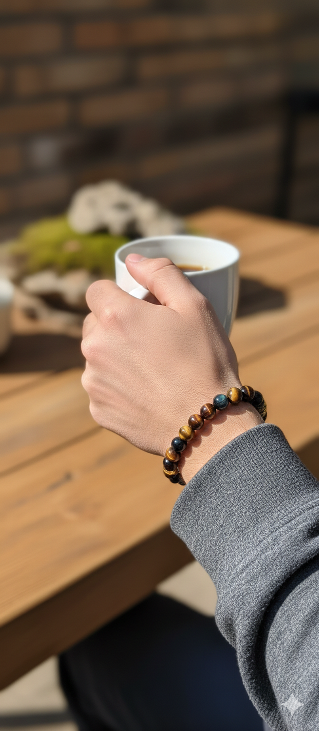 Bracelet "Triple Protection" – Œil de Tigre, Taureau &amp; Faucon