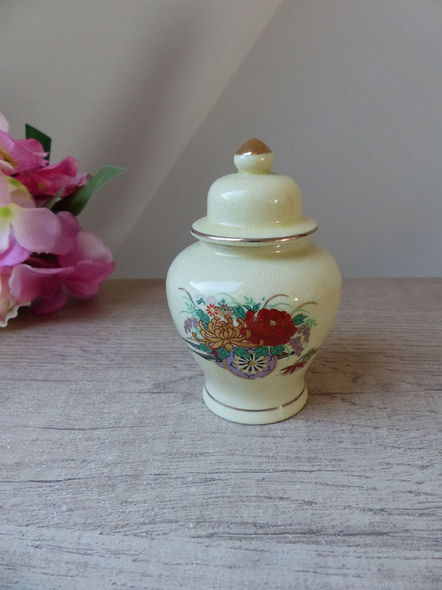 Petit pot à gingembre japonais en porcelaine, pot à gingembre oriental avec couvercle, pot à épices du Japon, ginger jar home decor