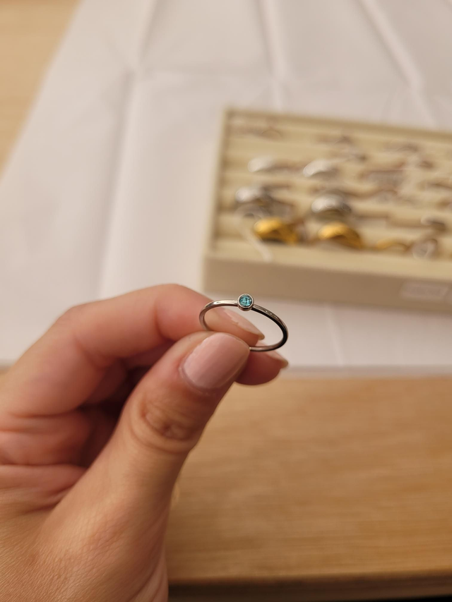 Stainless steel birthstone ring - December - Size J - SL-035