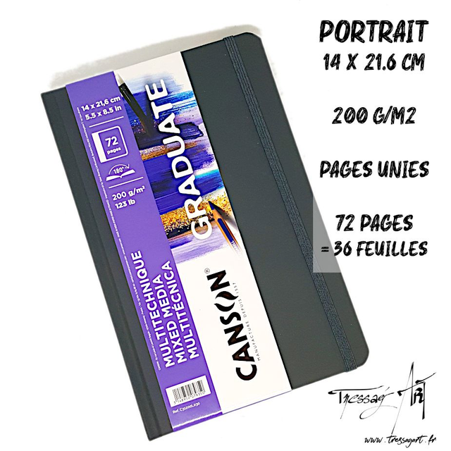 CANSON - CARNET MULTI-TECHNIQUES 21.6 X 14 CM PORTRAIT - CA056000