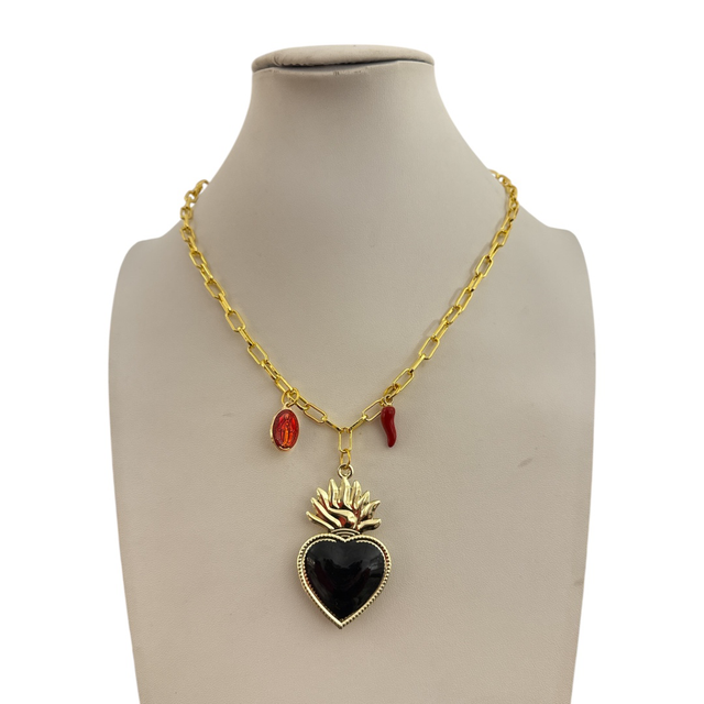 Collana Black heart 25CM-9