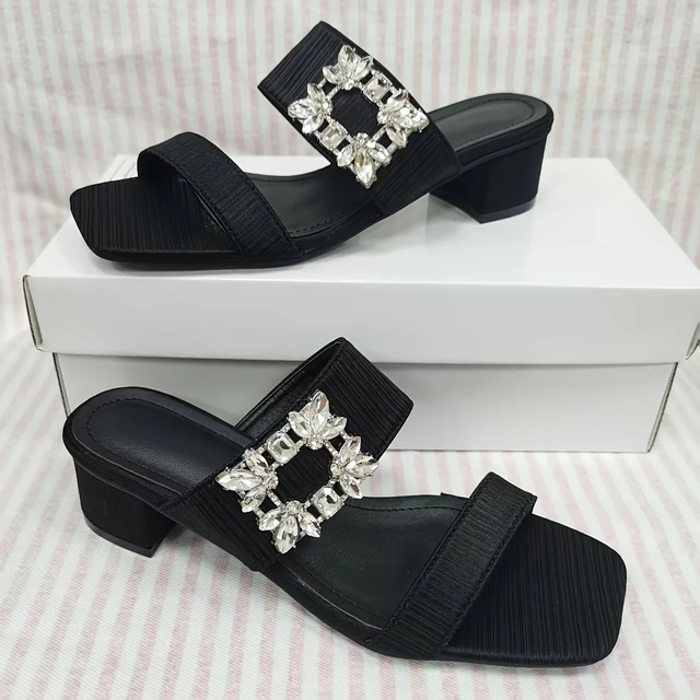 Women's Elegant High-Heel Sandals with Sparkling Rhinestone Decor