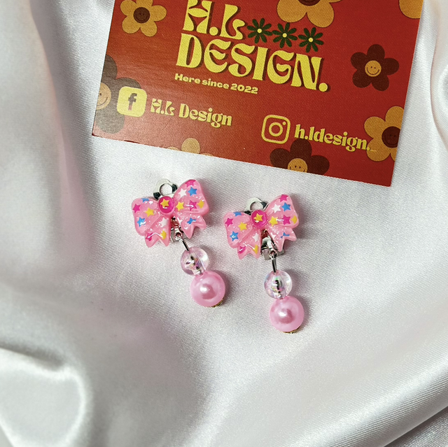 Pink Bow Clip-On Earrings