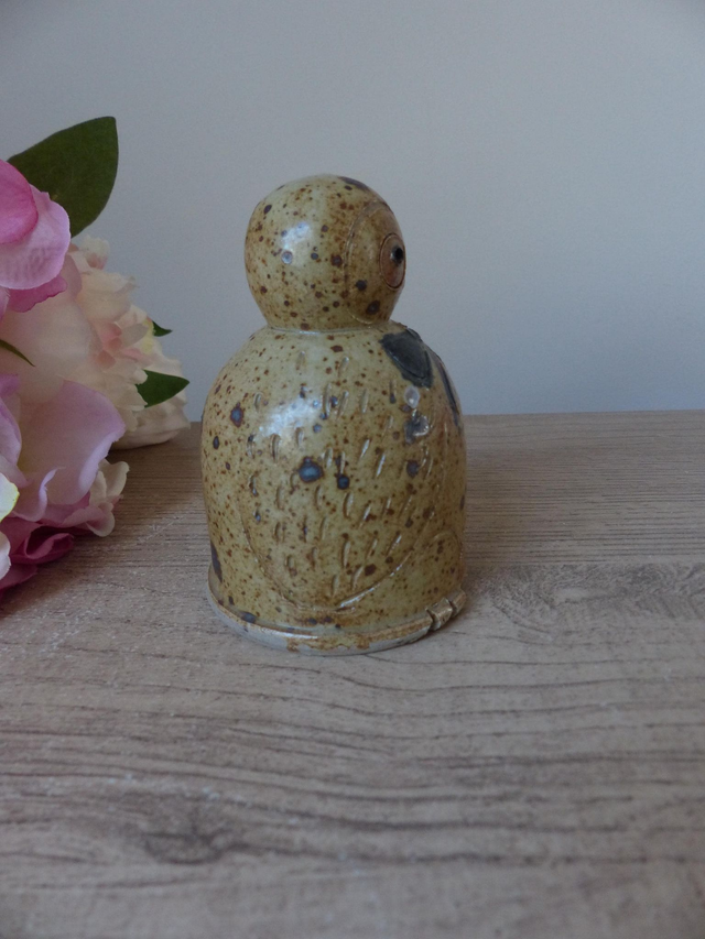 Chouette Vintage en Grès Pyrité – Sculpture Artisanale Céramique Zoomorphe pour Décoration Authentique et Chaleureuse, Collection ou Cadeau