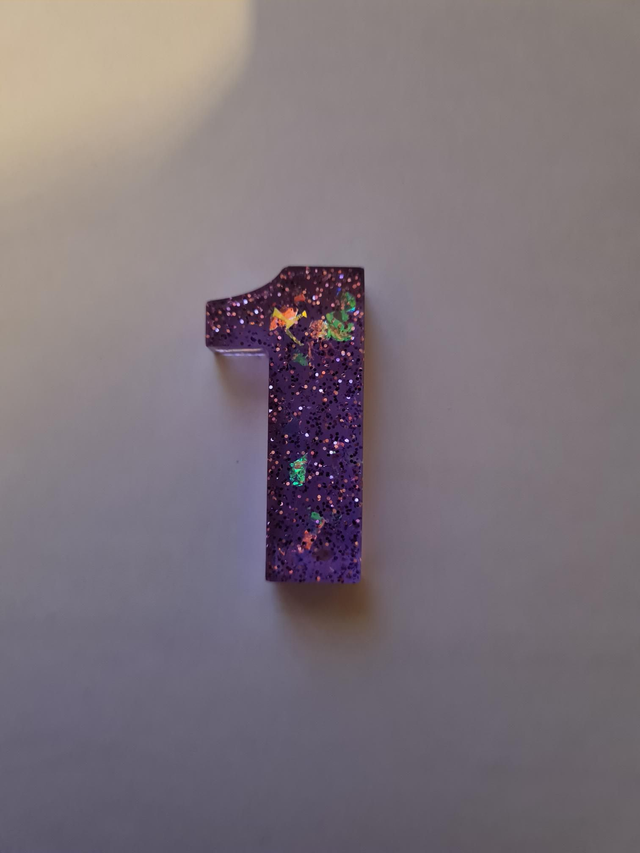 Number keyrings in purple