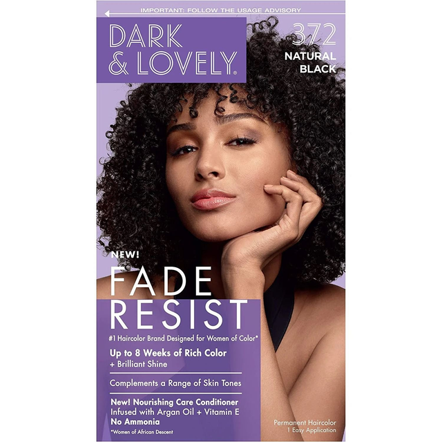 Dark and Lovely Fade Resist Permanent Hair Color -(372 Natural Black)