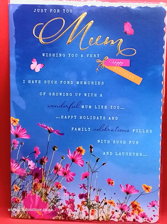 Mum Birthday Card, Beautiful Design Sentiment Words.
