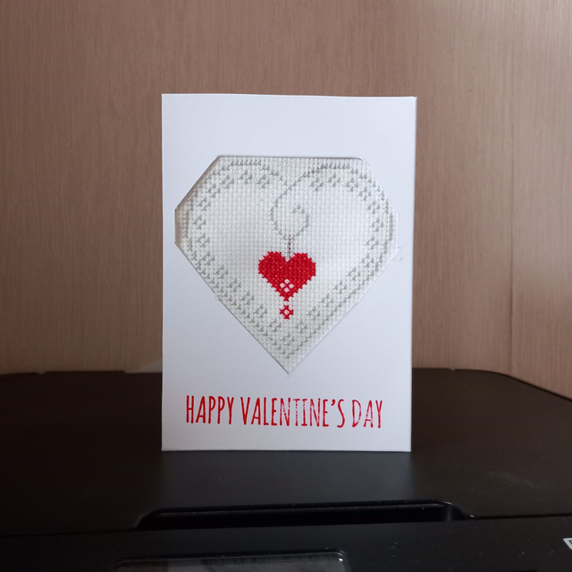 Silver and Red Heart Valentines Day Card