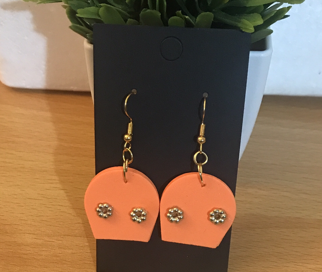 Orange Sponge Dangling Earrings-PODE34