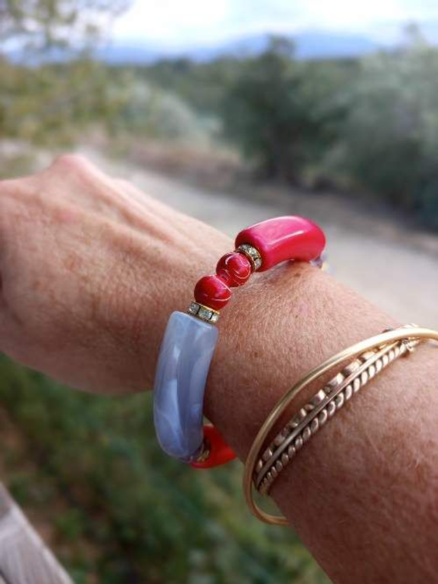 Bracelet perles tubes Arya bicolore uni Maanik 