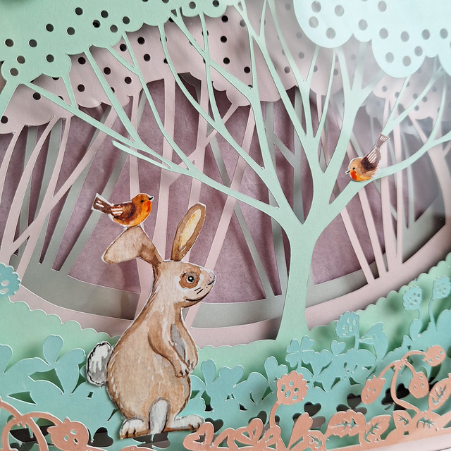 Shadow Box "Coniglio" con luce Led