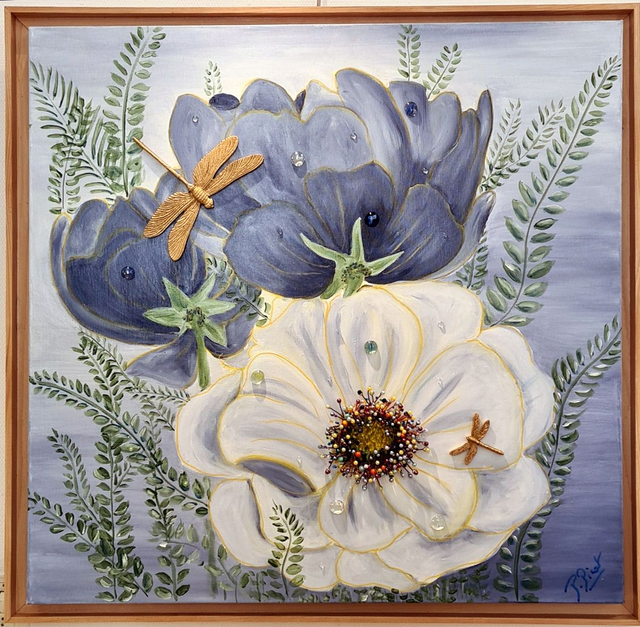 Fleurs bleues (80x80cm)