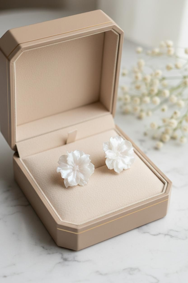 Boucles Camelia - Collection Ivoire 